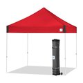 E-Z Up Vantage Shelter, 10' W x 10' L, White Steel Frame, Red Top VG3WH10PN